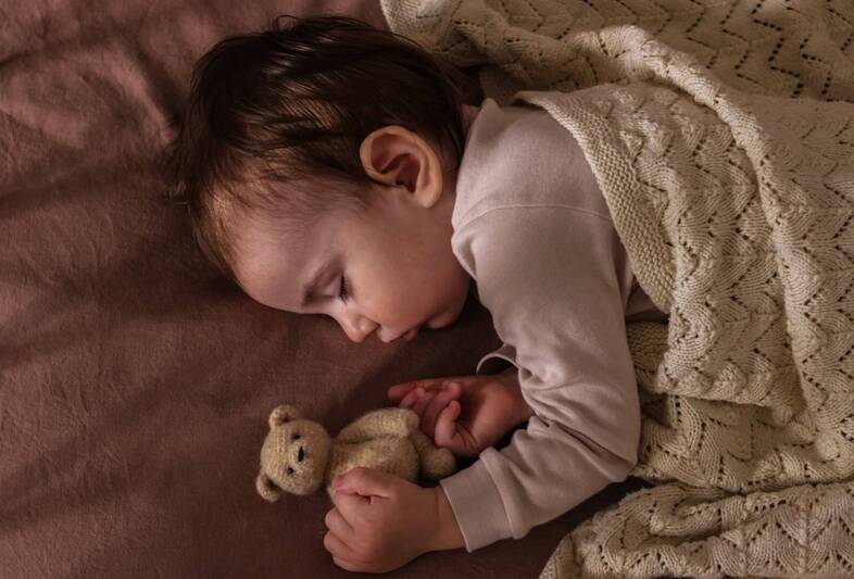 bebê dormindo com urso de pelúcia