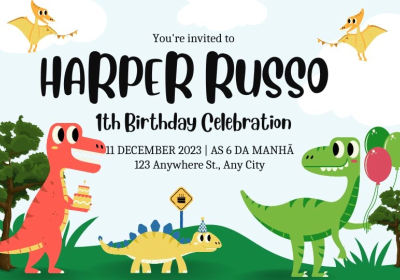 imagem de um convite de aniversario de uma criança de 1 ano 
