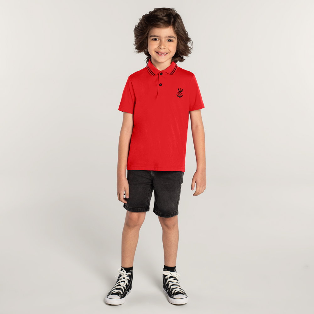 Camiseta Polo Unissex Flamengo Infantil
